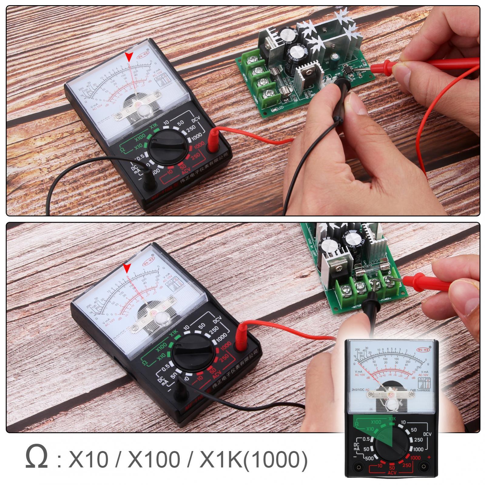 Small Analog Multimeter Pointer AC DC Voltage Analog Volt Meter with Test Leads