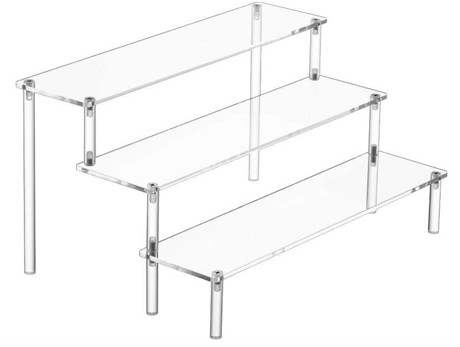 Clear Acrylic Display Risers – 3 Tier Shelf Stand for Perfume, Figures, Cupcakes