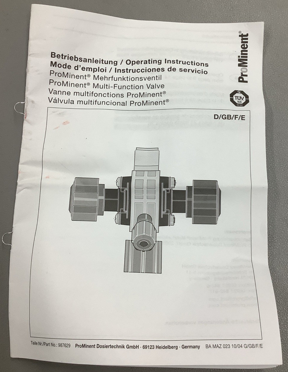 ProMinent 792203 MFV-DK 1.5/10 Bar Multifunctional Valve (B567)