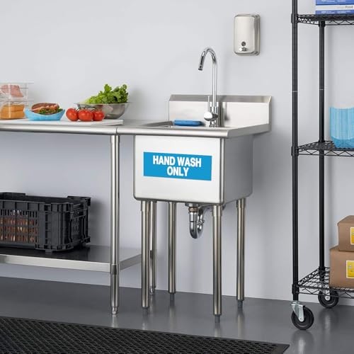 12 Pack Wash Rinse Sanitize Sink Labels, Hand Wash Only Sign, 3 Compartment Sink