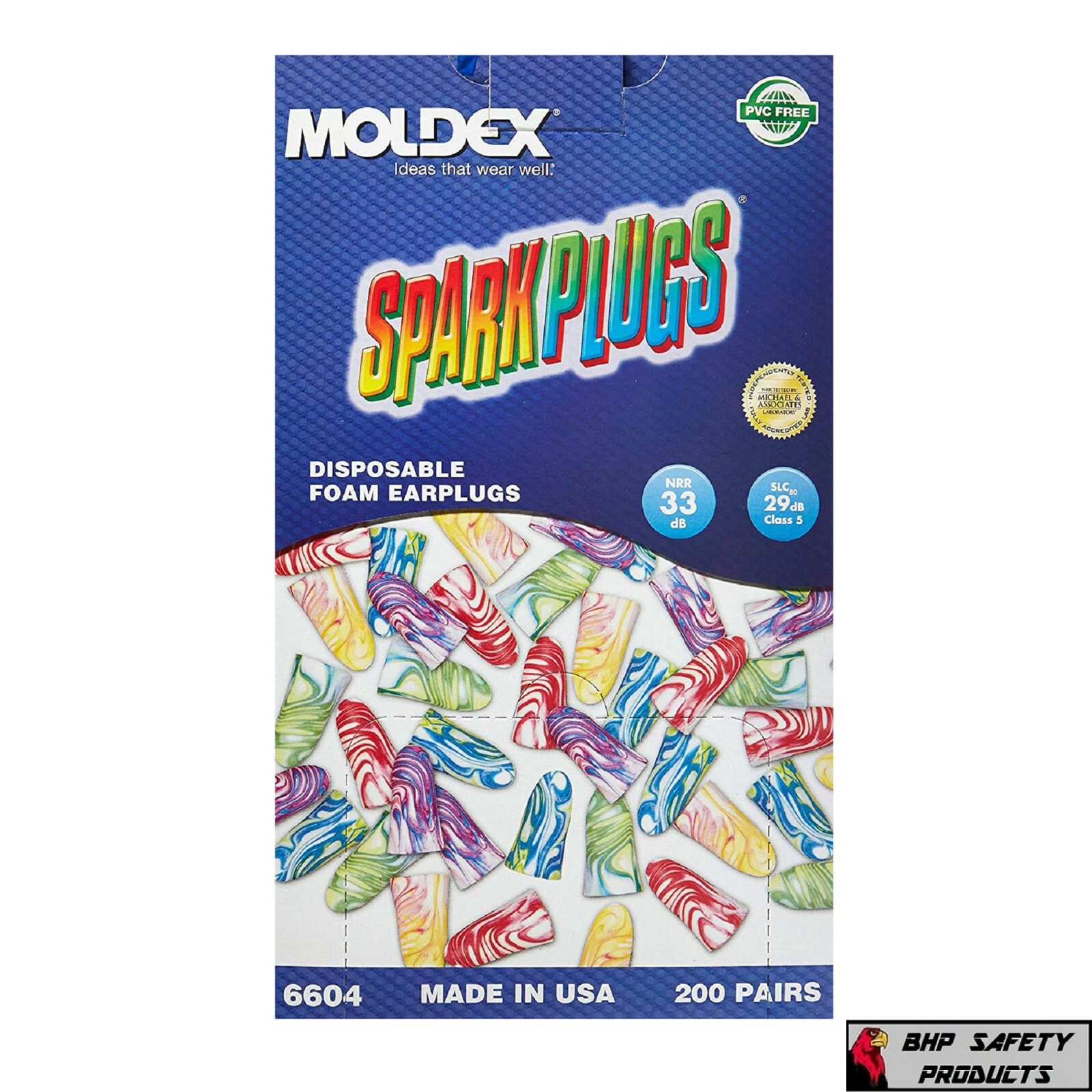 200 Pair Moldex SparkPlugs 6604 Uncorded Soft Foam Ear Plugs NRR 33