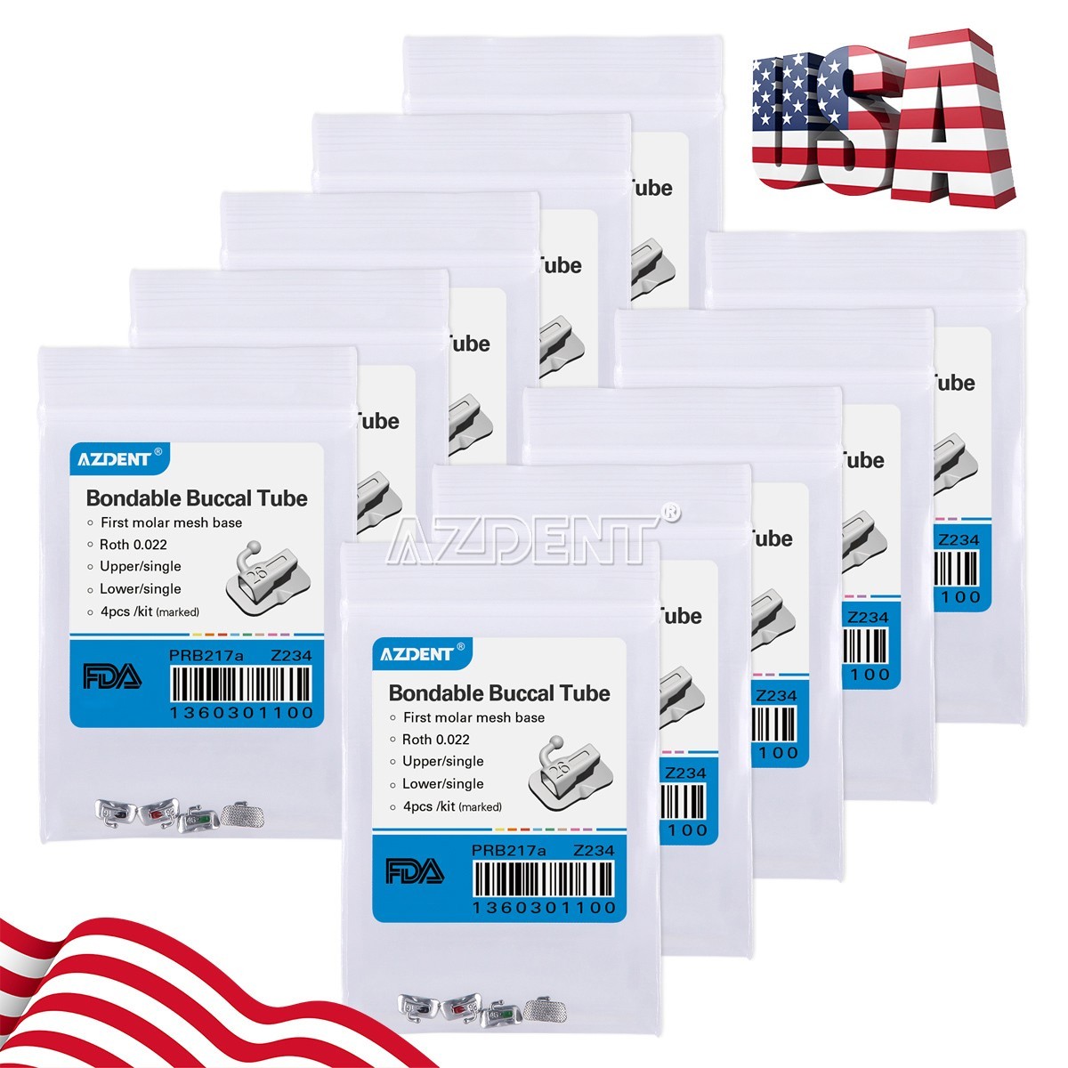 10Pack Dental Orthodontic Buccal Tubes Bondable 1st/2nd Molar Roth MBT 022/018