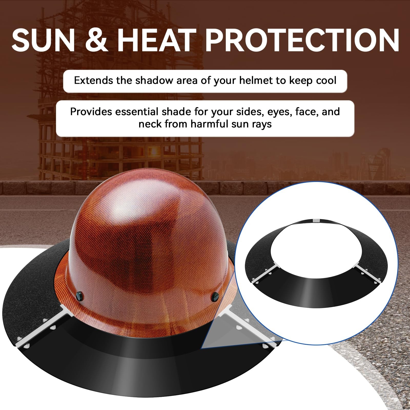 Hard Hat Sun Shade Compatible with AFP Full Brim Hard Hats, Hardhat Sun Shield