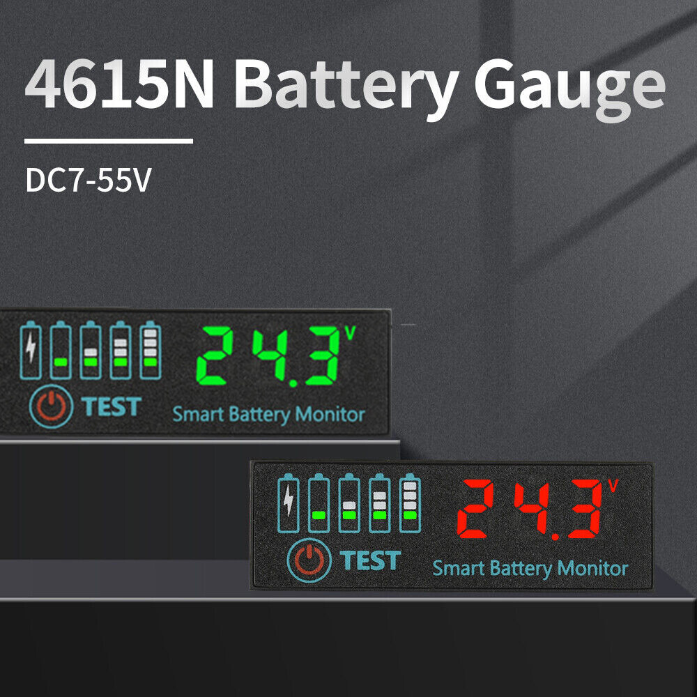 2pcs DC7-55V Lithium Battery Level Indicator Tester LED Voltage Power Monitor US