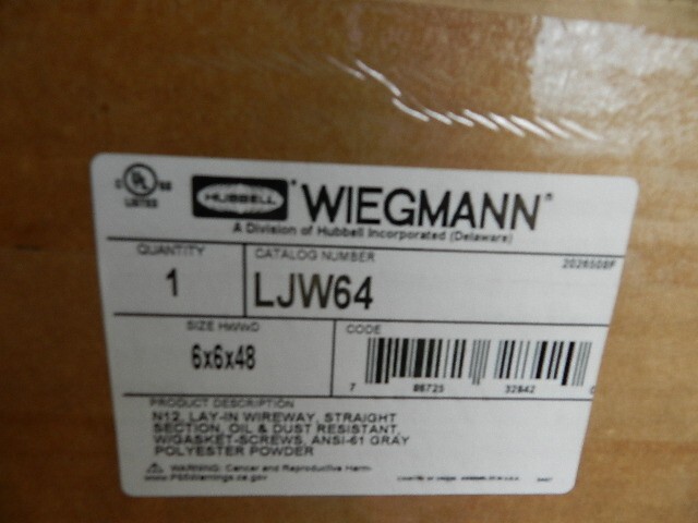 NEW IN BOX WIEGMANN LJW64, LAY-IN WIREWAY 6X6X48″ NEMA 12