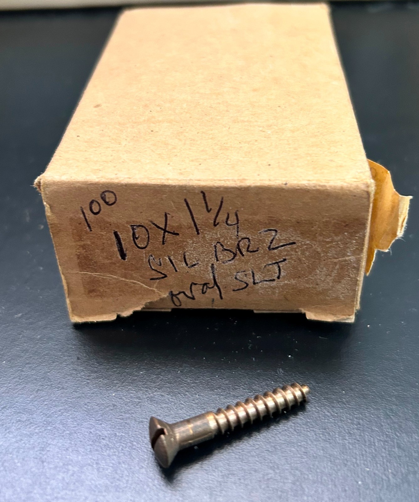#10×1-1/4″ Silicon Bronze Marine Grade Wood Screws Oval Head Slotted Box of 100