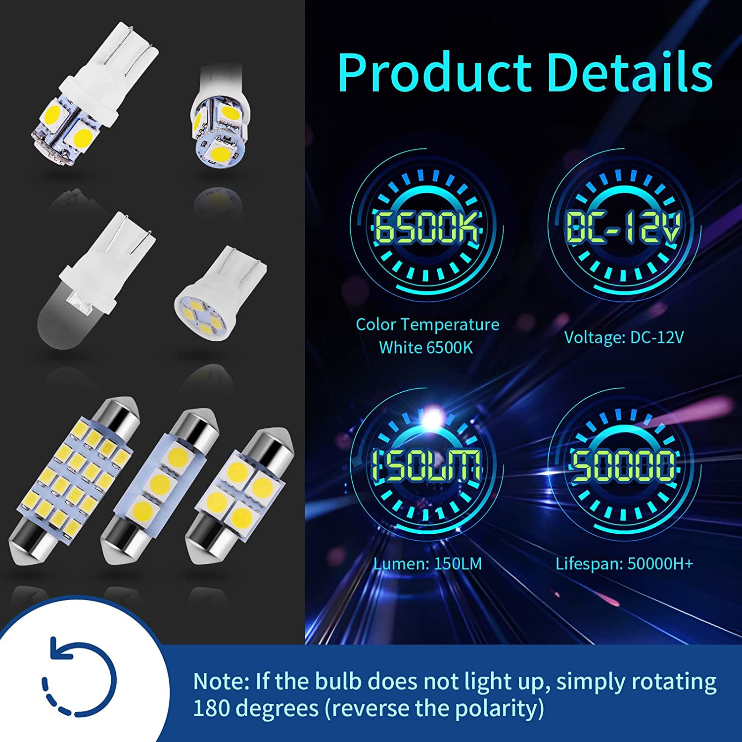 42 Pieces Interior Car Lights, Super Bright White Dome Map Tail Cab Lights Bulb