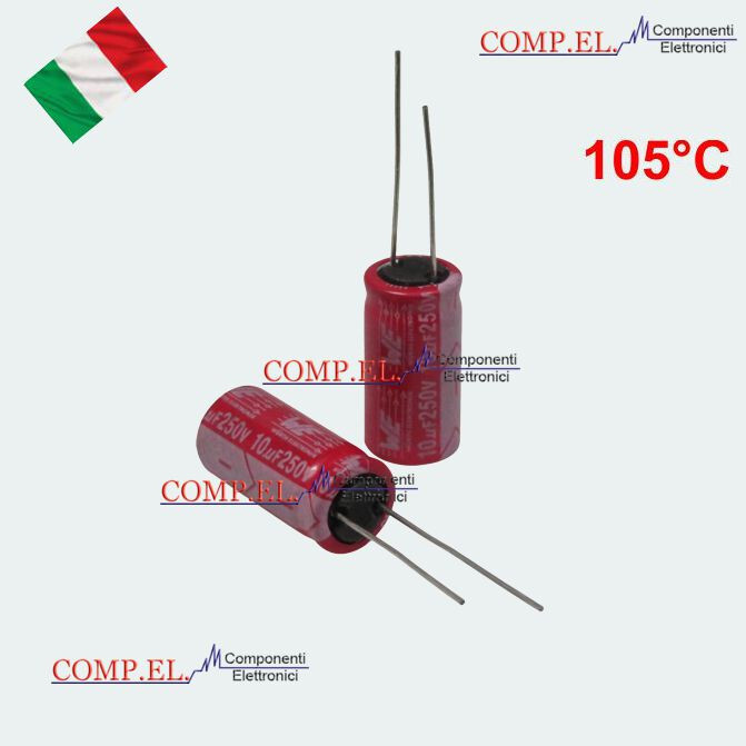 Electrolytic Capacitors 10uF 250V 105°C 10X20Mm Long Life 10000 Hours Wurth