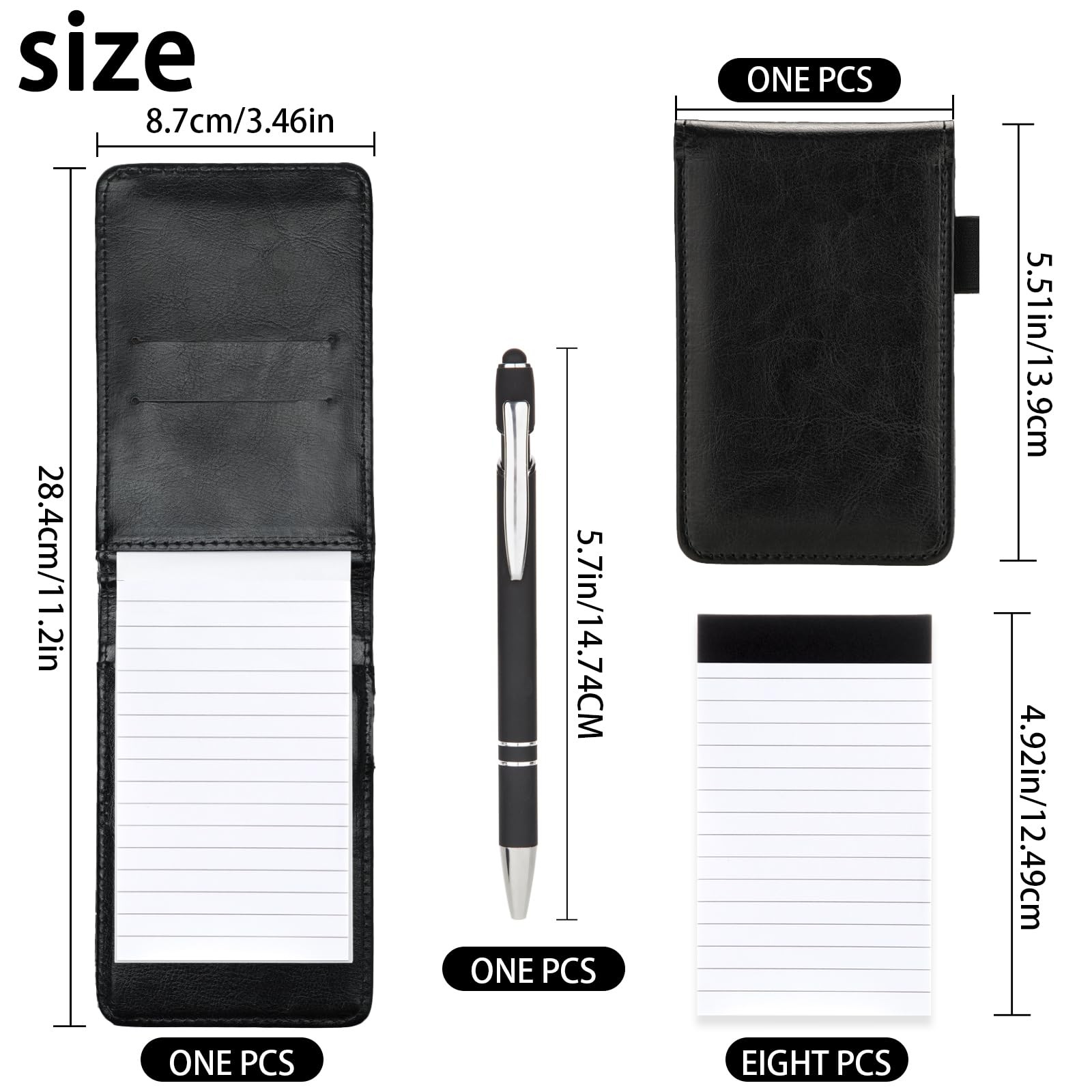 10 Pack Pocket Notepad Holder Set 3×5 Inch Mini Notebook with Pen