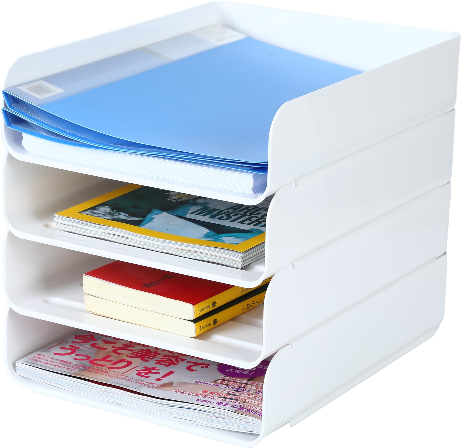 4pcs Pack Stackable Paper TraysLetter Tray OrganizerOffice Desktop OrganizerA…