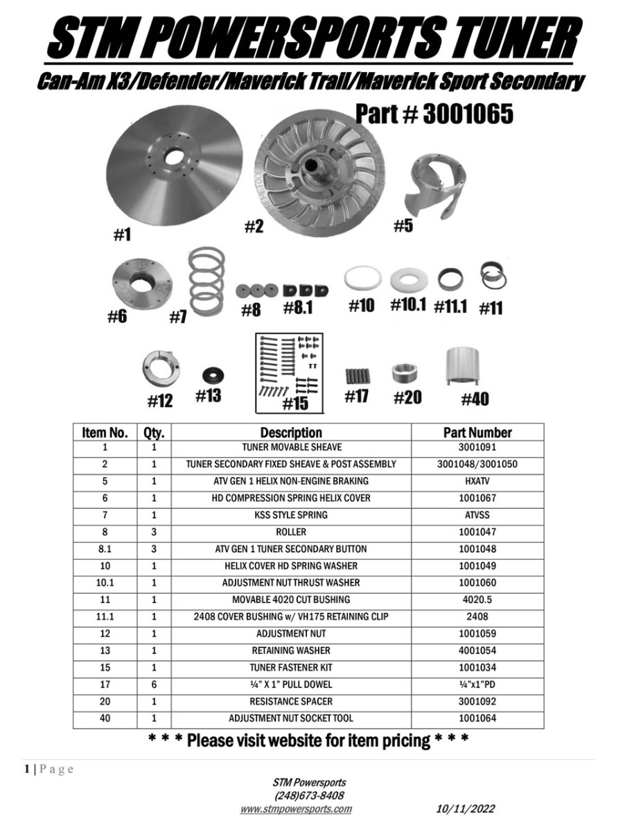 STM Primary and Secondary Clutches for Can Am Maverick X3
