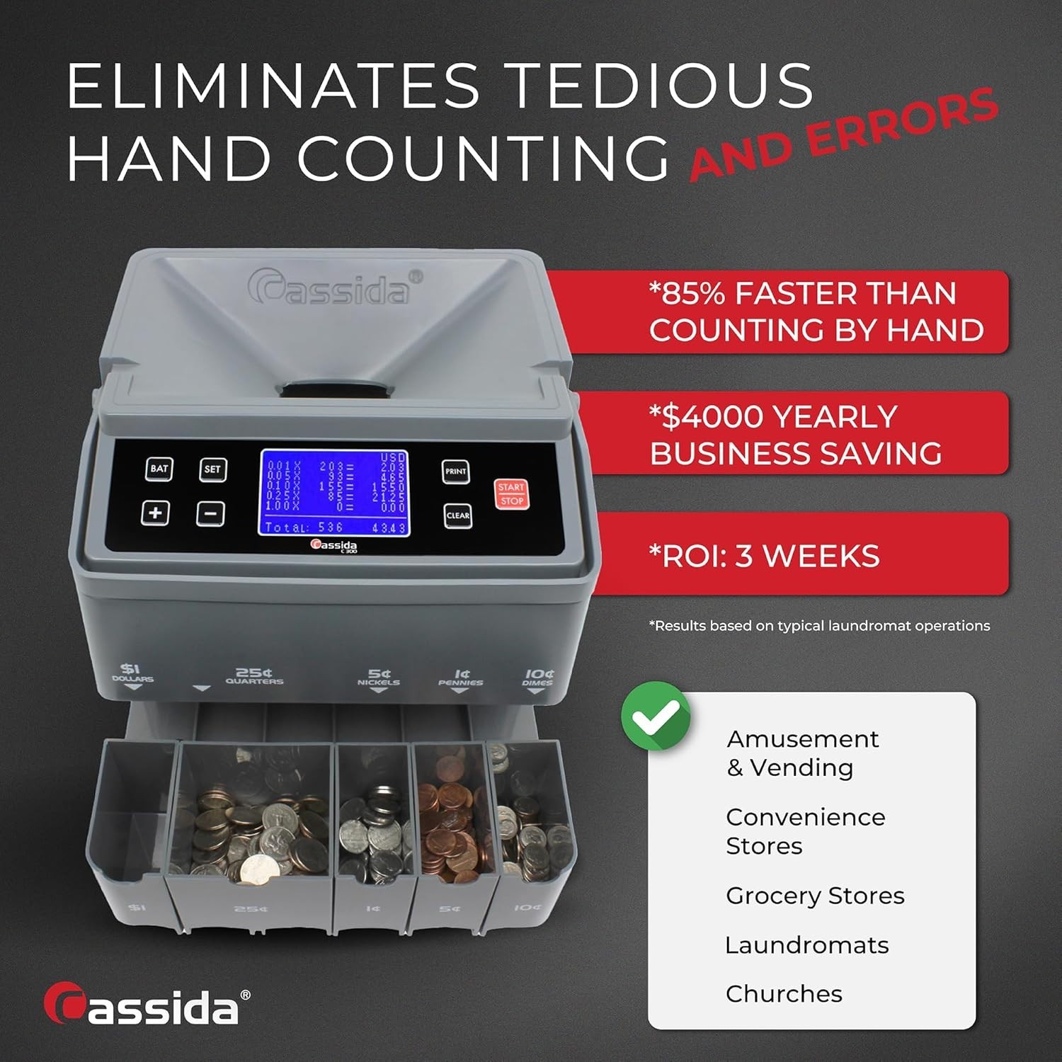 C300 USD Coin Counter with Printing Capabilities
