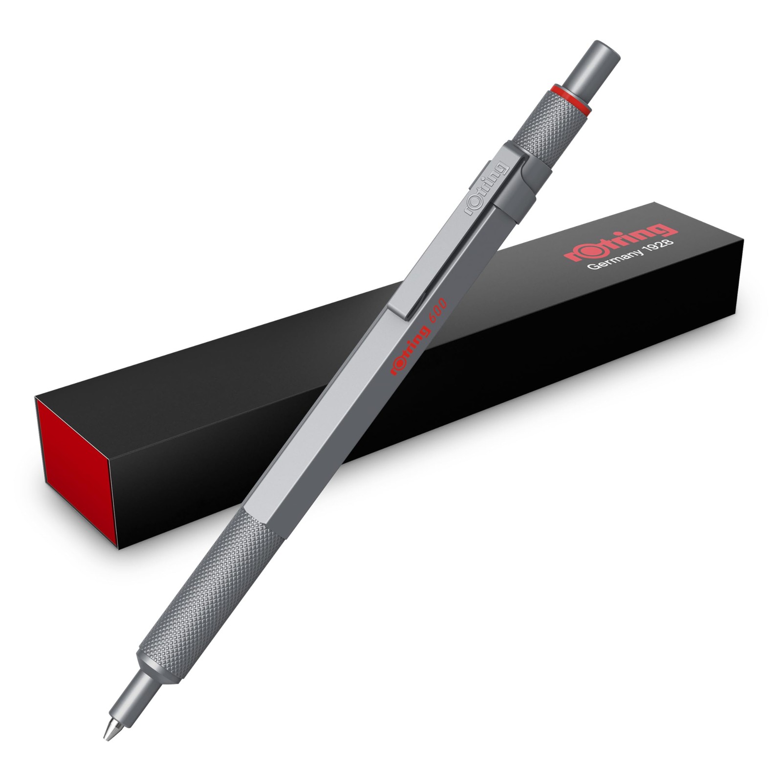 rOtring 600 Gel Pen | 0.55 mm | Black Ink | 1 Count (Pack of 1), Silver