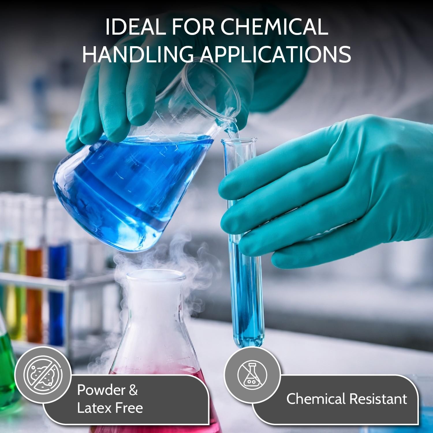 1 DZ 11 Mil Powder Free Chemical Resistant Diamond Textured Nitrile Gloves – M