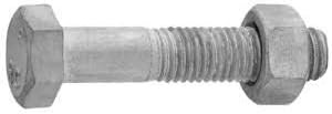 1/2″-13 x 7-1/2″ Hot Dipped Galvanized Hex Bolt w/Nuts, Partial Thread, Qty 25