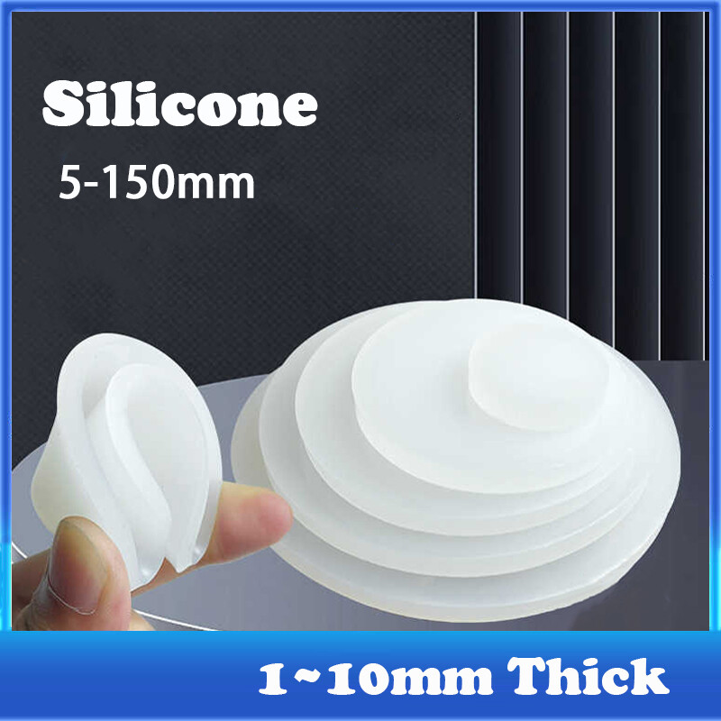 Clear Silicone Rubber Round Disc Pads Antiskid 5-150mm Dia.- 1~10mm Thick