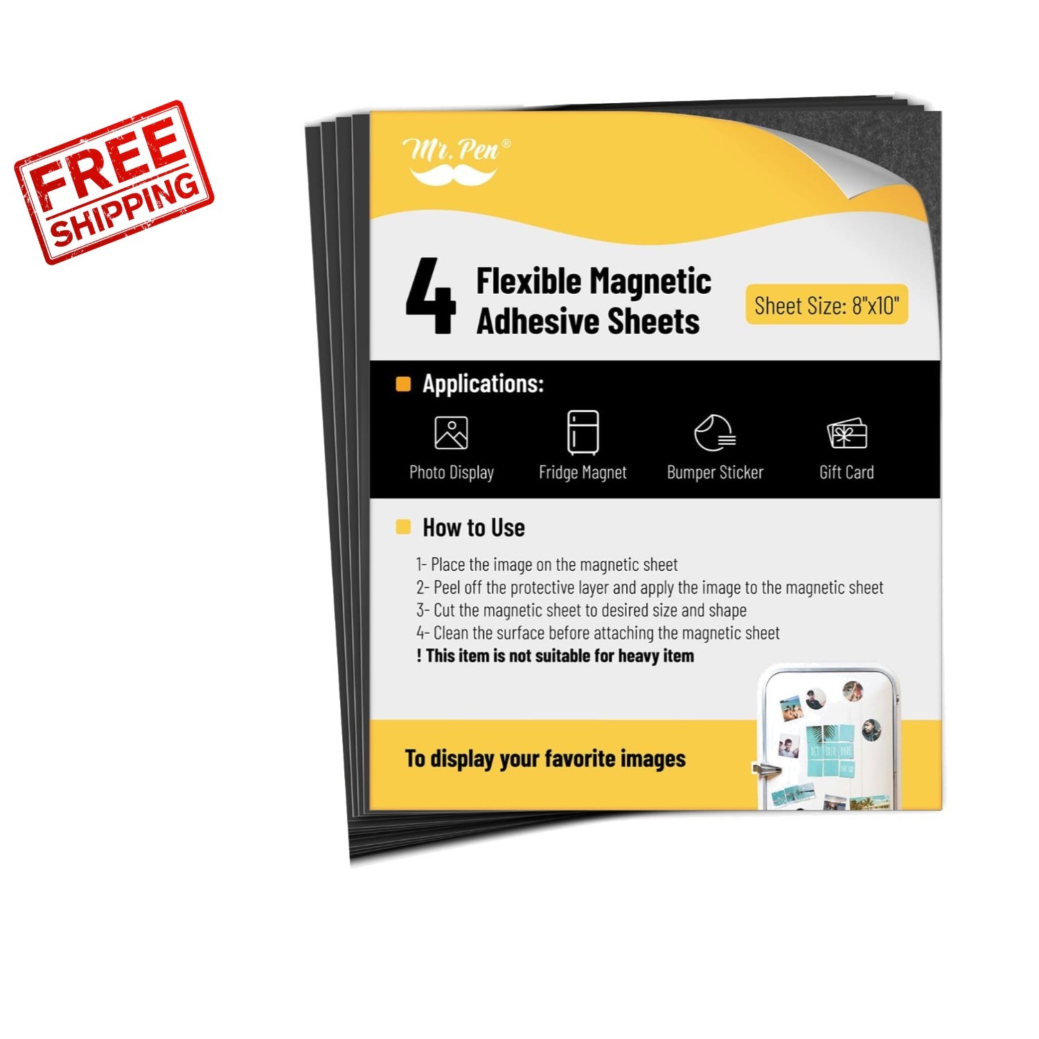 4 Pack of 8″ x 10″ Adhesive Magnetic Sheets – Perfect for Crafting & Decorating