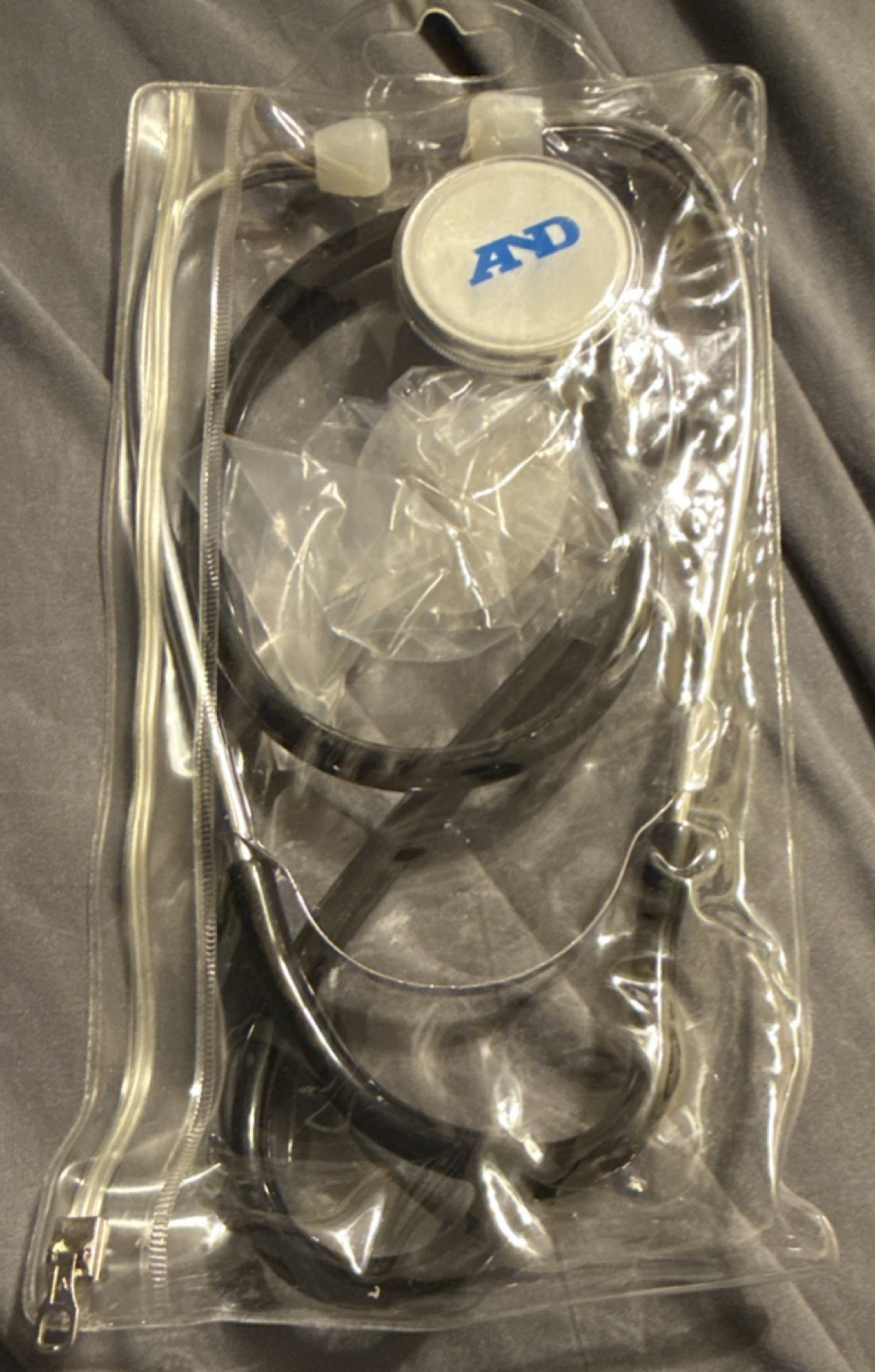 A&D Single Head Acoustic Stethoscope Black with Clear Case