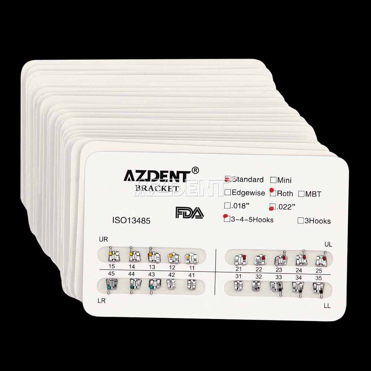 20 Packs AZDENT Dental Orthodontic Brackets Braces Standard Roth.022″ Hooks 345