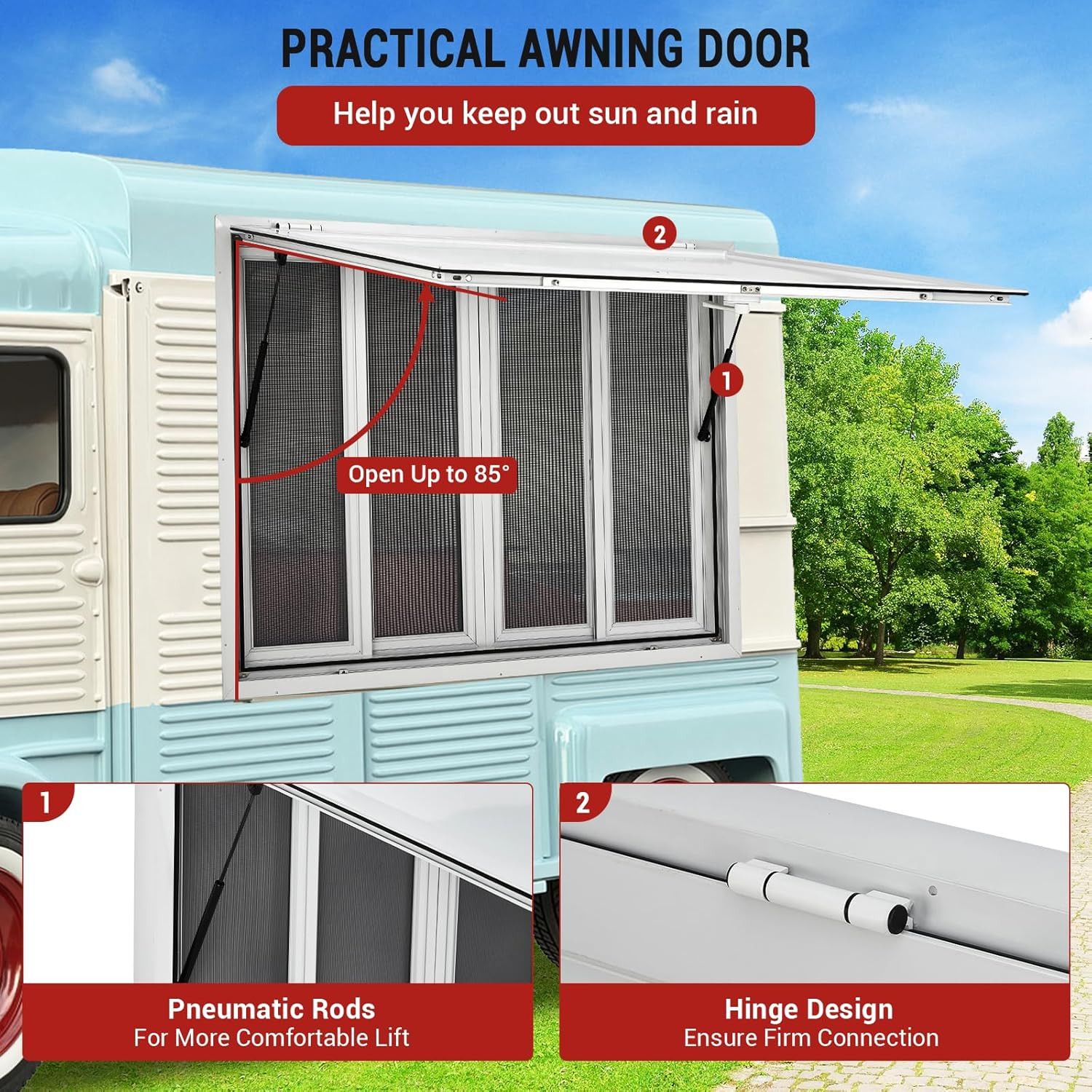 Concession Stand Serving Window Food Truck Service Awning With 4 Screen Windows