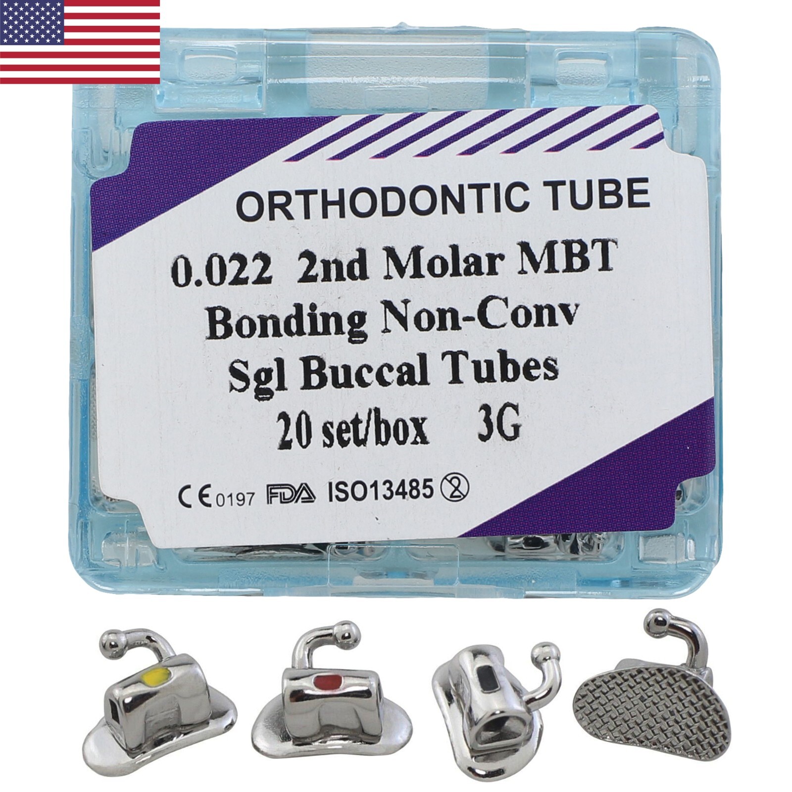 20 Sets Dental Orthodontic Buccal Tubes 1st 2nd Molar Roth MBT 0.022 Bondable 3G