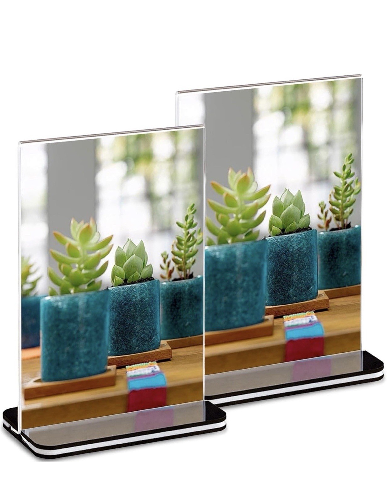 Acrylic Sign Holder 8.5 x 11 Inch 2 Pack, Clear Display Sign Stand for Store Sig
