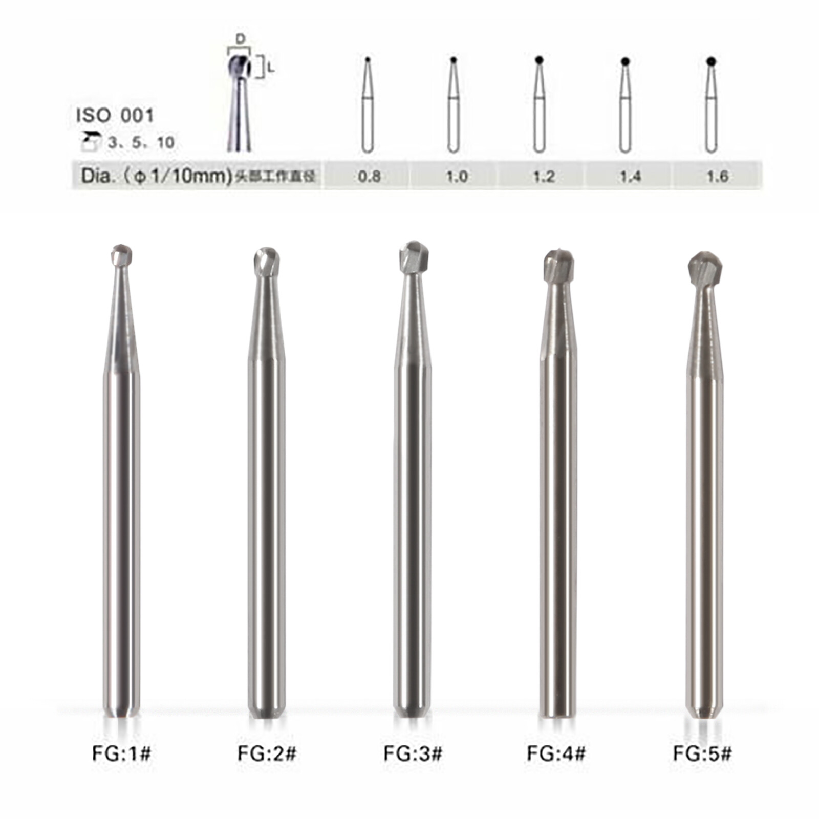 10-100PCS Dental Tungsten Carbide Inverted Cone FG Bur FOR High Speed Handpiece