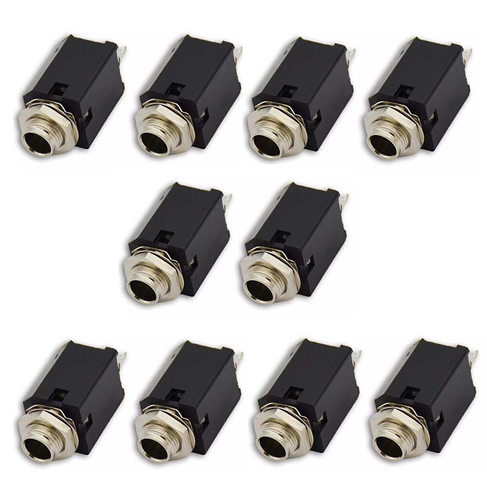 10PCS x 1/4″ 6.35mm Stereo Jack Socket Audio Plug For Guitar Pedal/Amp/ Diy