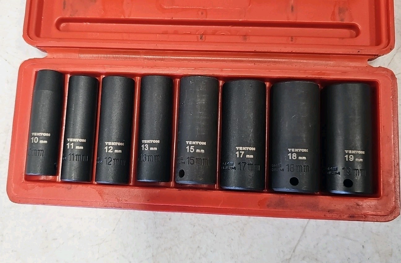 Tekton 3/8 Inch 6 Point Impact Socket Set, 8 Piece (10-19MM)
