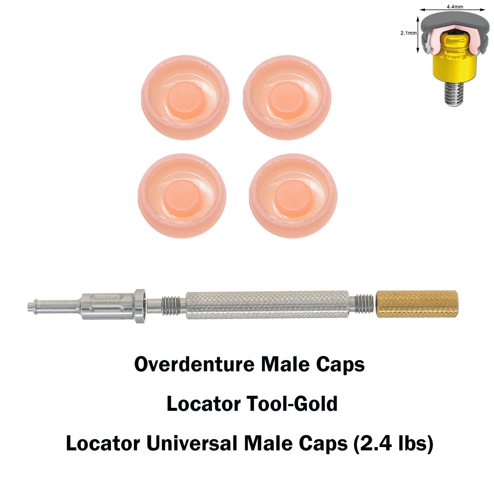 US Universal Dental Overdenture Implant Retention Caps 2.4lbs &Locator Core Tool