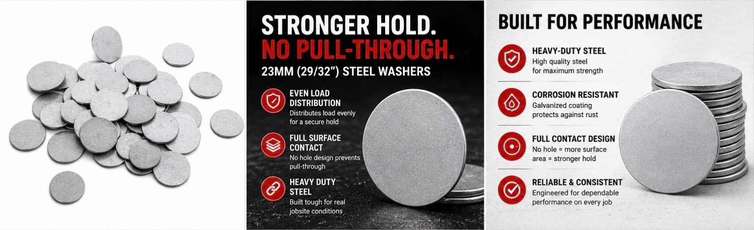 R23 ²⁹⁄₃₂″ Heavy Duty Washers 1000 PCS Compatible with Hilti BX3 BX4 GX3/120 DX