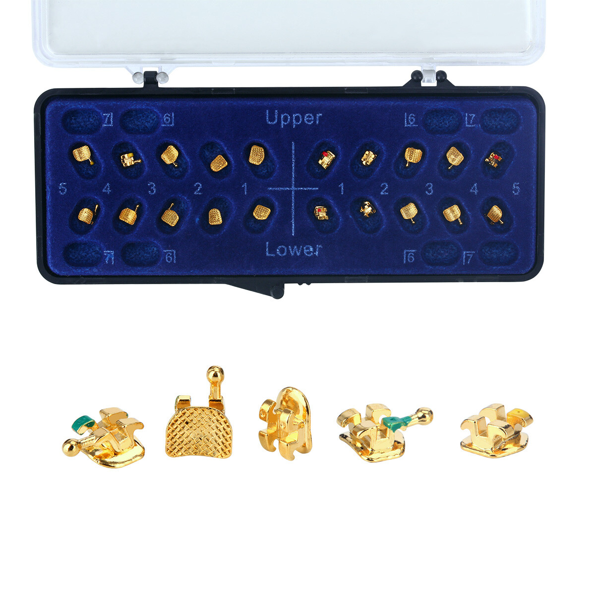 AZDENT Dental Orthodontic Brackets Braces 24K Gold Plated Roth/MBT.022 345 Hooks
