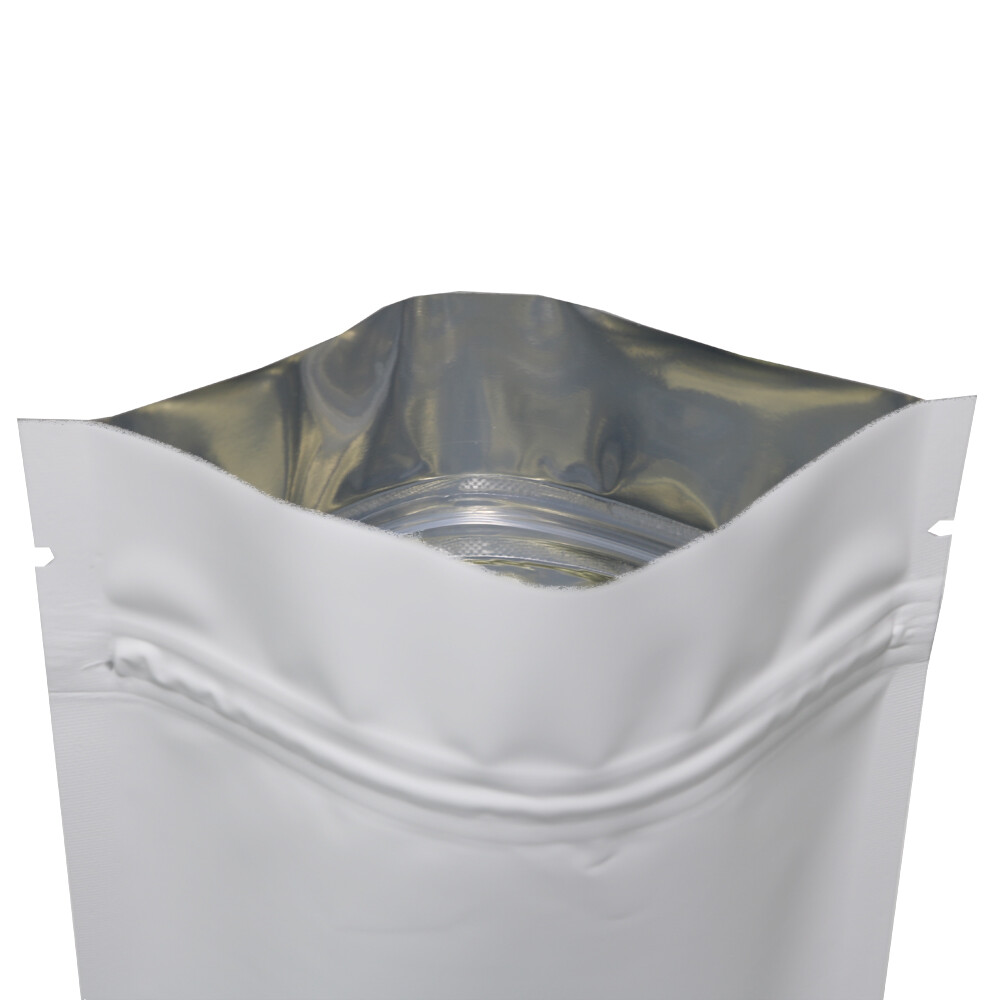 100 New Flat White Aluminum Mylar Foil QuickQlick™ Zipper Seal Bags Pouch 3×4″