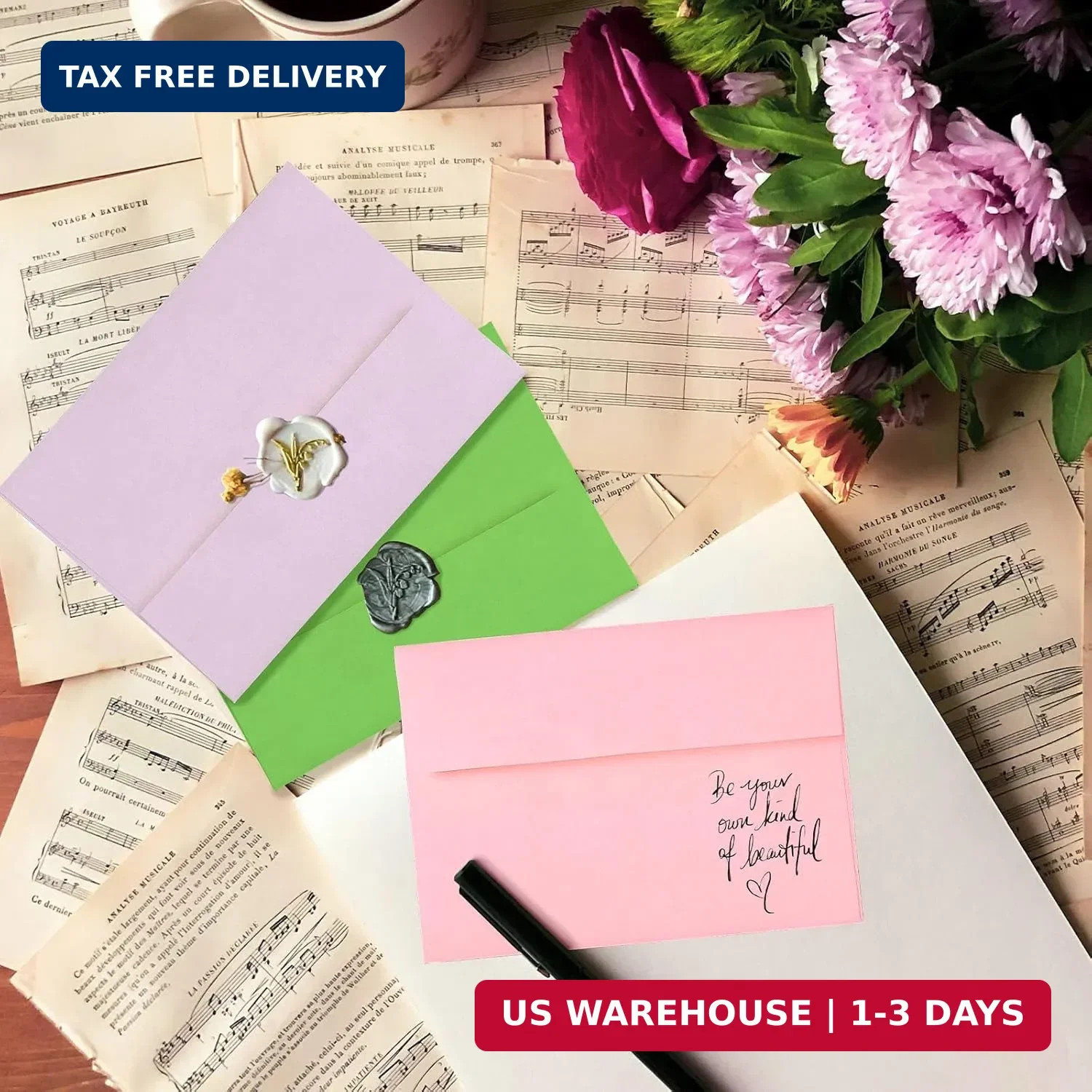 Colored Envelopes Self Seal A7 50 Pack, 10 Colors, Goefun 5.25 x 7.25 Printable