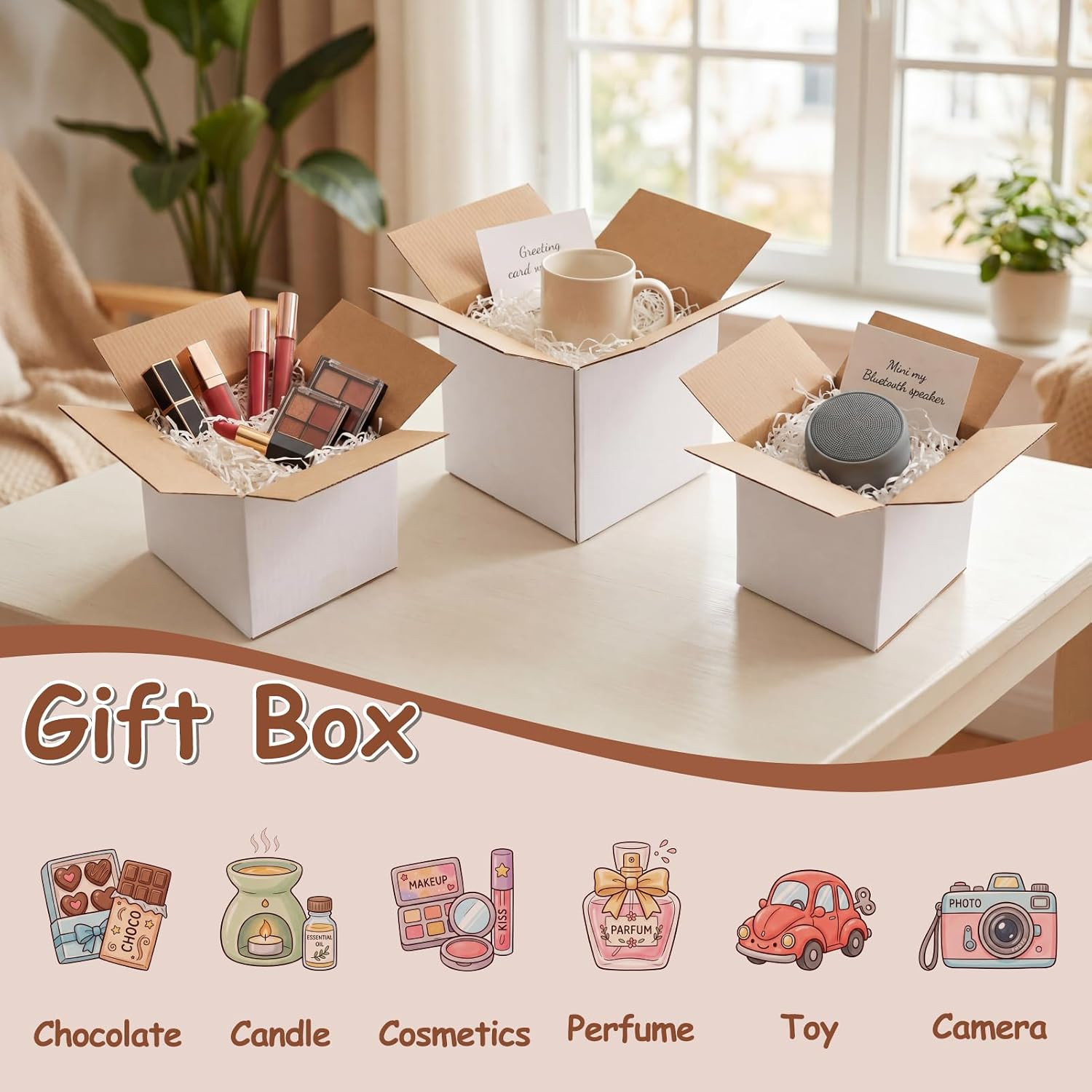 30 Packs Small Shipping Boxes Mixed Sizes, 10 PCS Each of 6X6X6, 5X5X5, 4X4X4, W