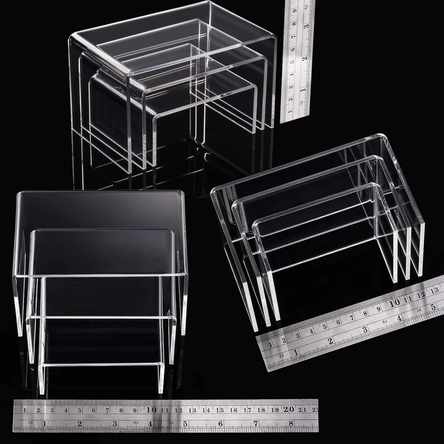 Versatile 3-Size Acrylic Display Risers – Showcase Jewelry, Cupcakes & More