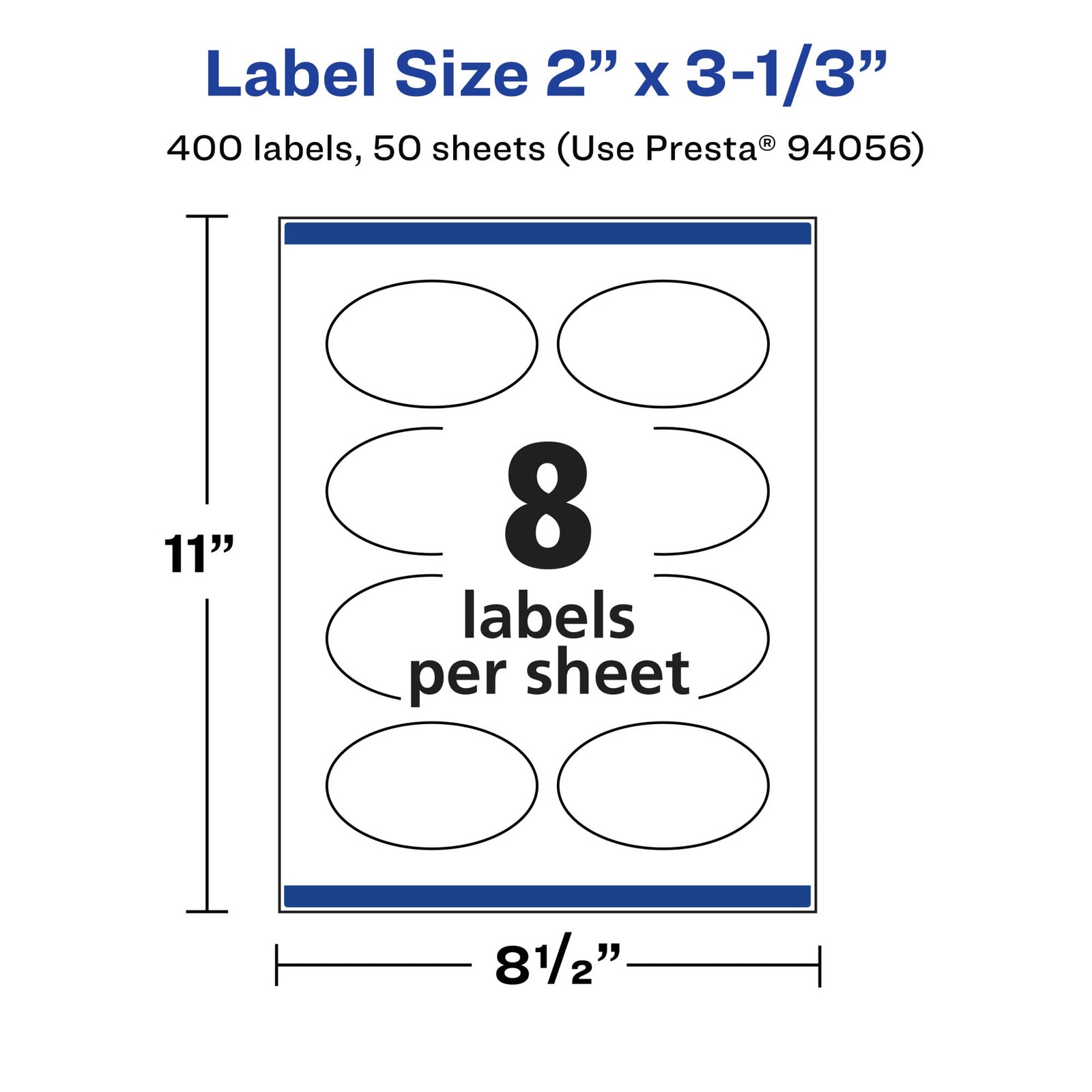 Avery Matte White Oval Labels Sure Feed Technology 2 X 3-1/3 400 Matte White