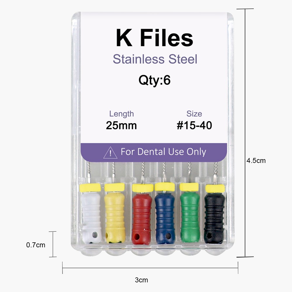 Dental Endo Root Canal File K-files Stainless Steel #6#8#10#15-40 Hand File 25mm