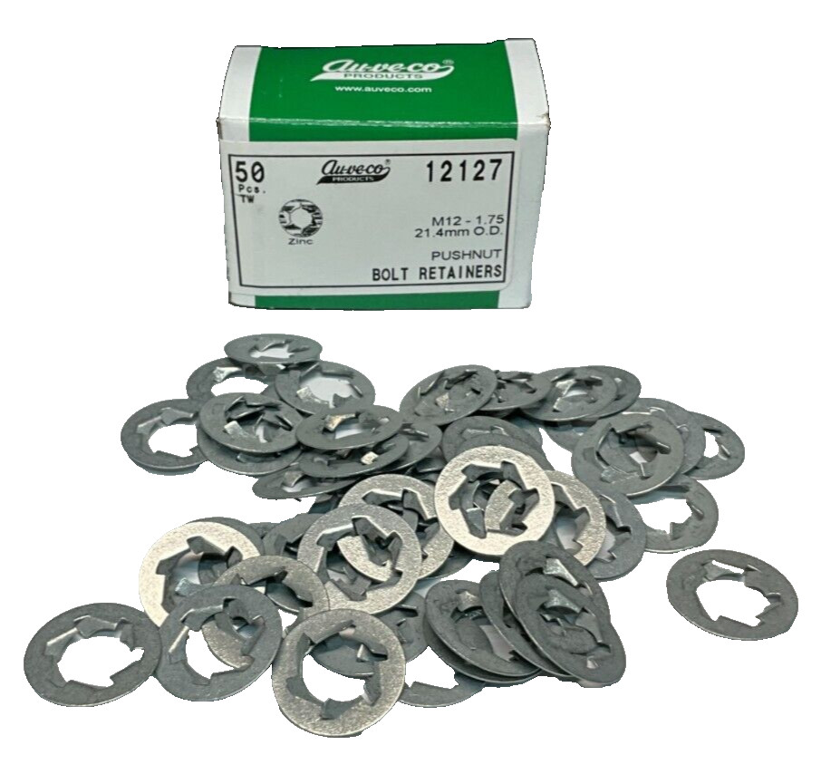 Auveco 12127 Push nut Bolt Retainer M12-1.75 21.4mm Outside Dia -Zinc Qty 50