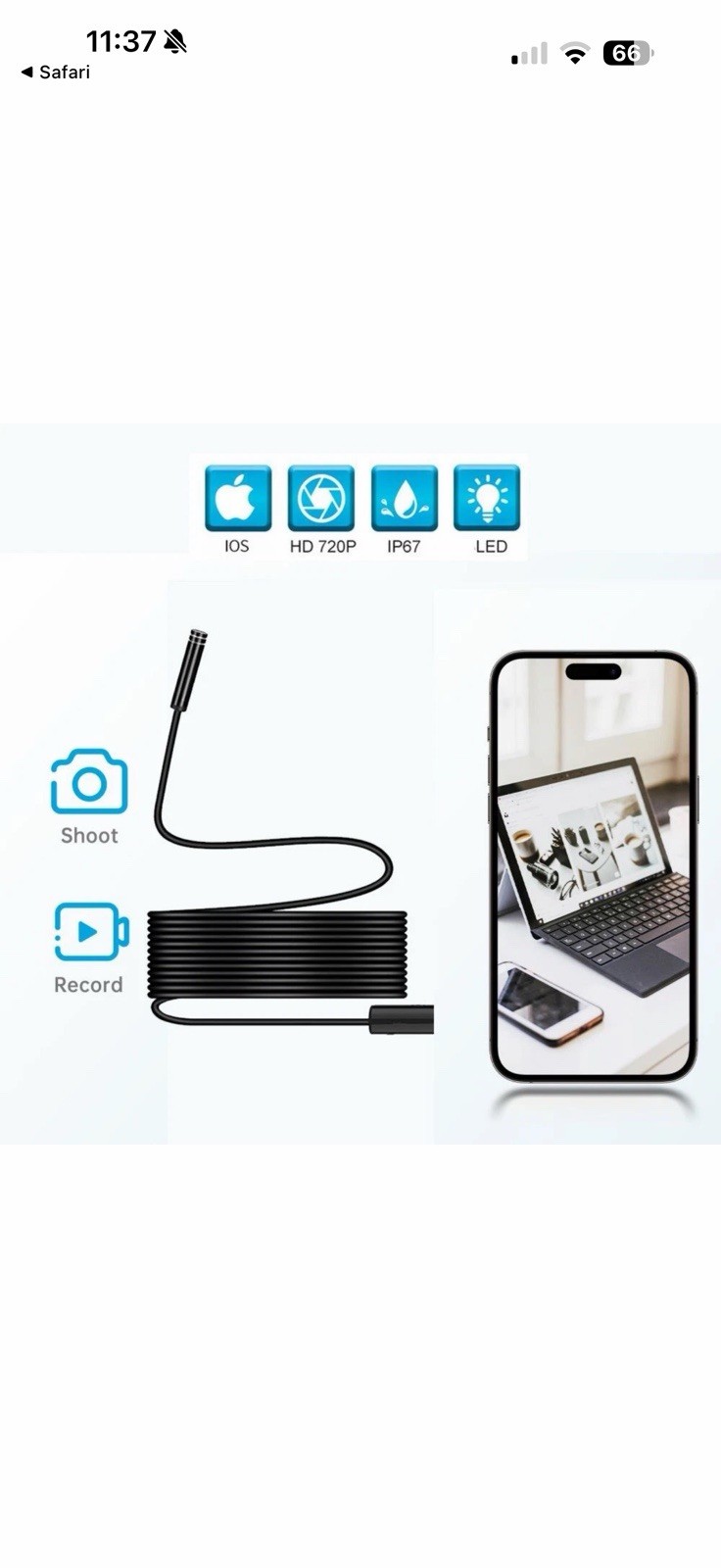 Endoscope Industrial dual Camera Lens 5m Line Length New Photo & Video HD LED
