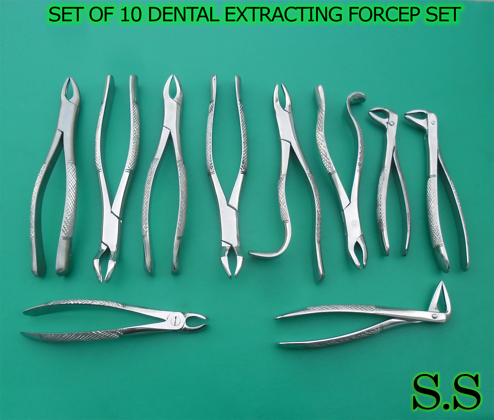SET OF 10 DENTAL SURGERY TOOTH EXTRACTING FORCEP KIT DN-521