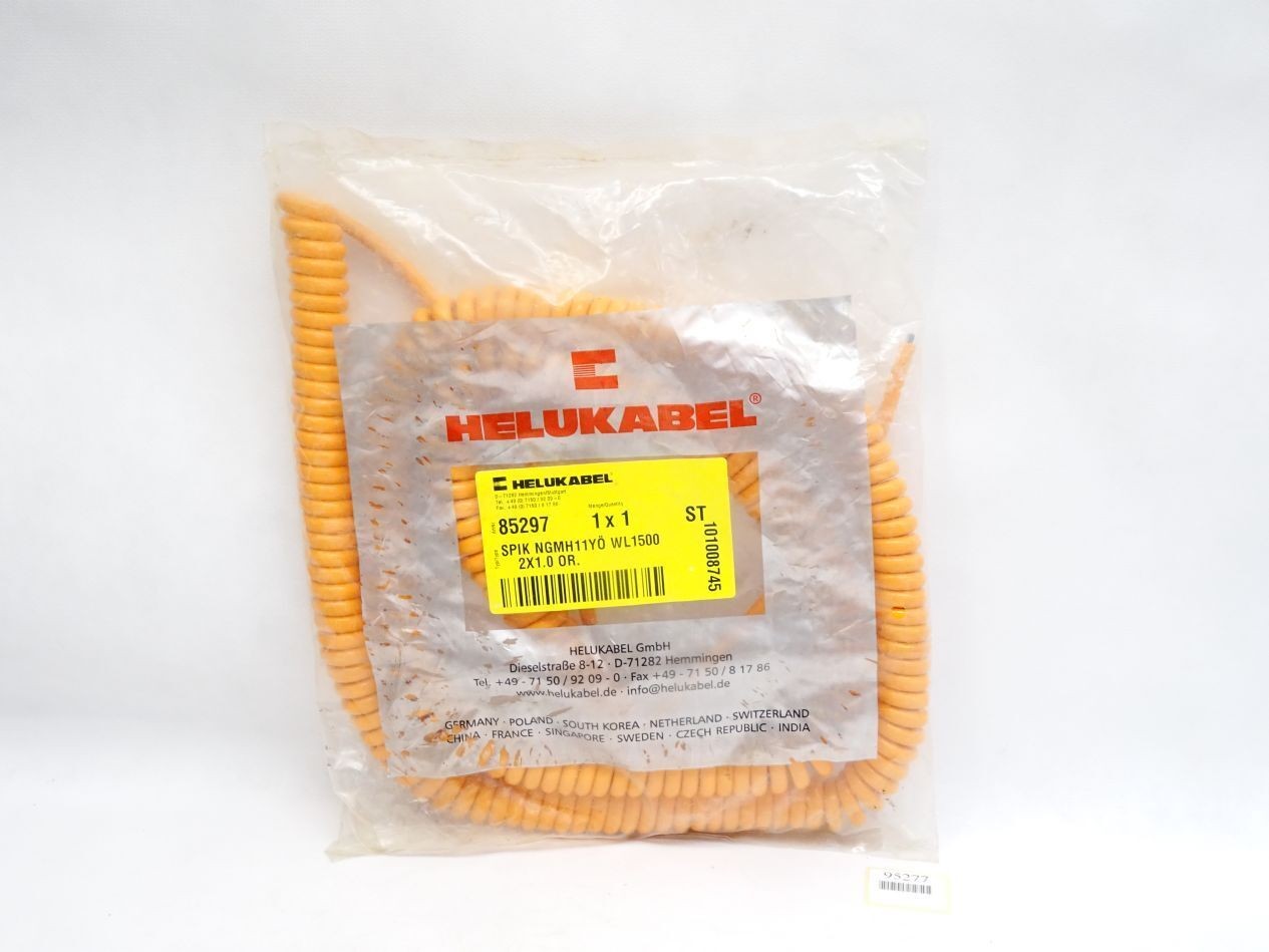 Helukabel 85297 PU spiral cable H05BQ-F orange 2 x 1 mm² WL 1500 mm/new original packaging