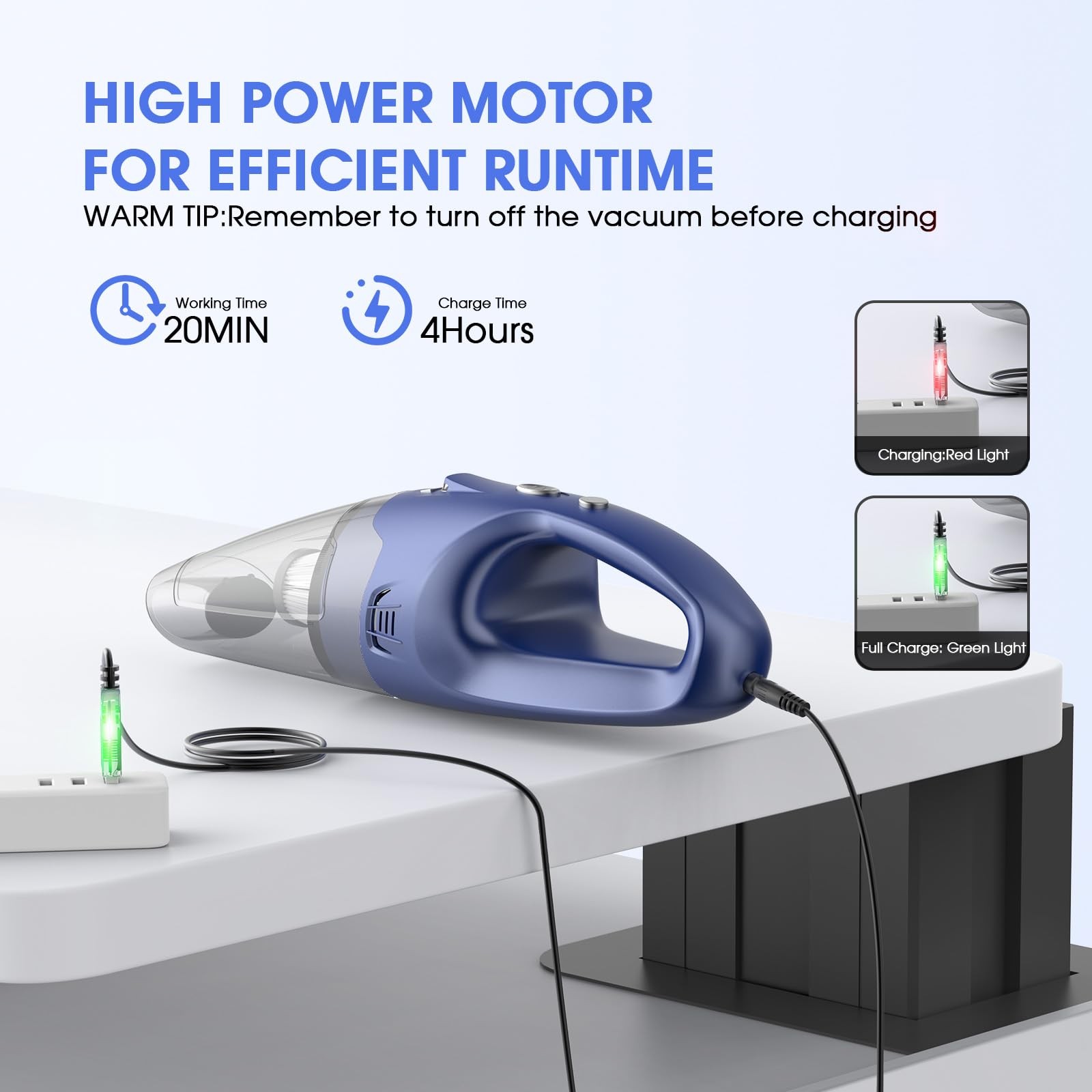 Yoohi Vacuum Cordless Mini Hand Held Vacuum Led Light 2025 Mins Runtime Usb