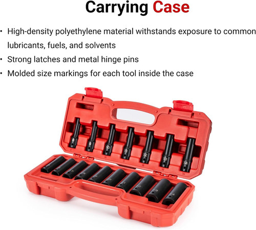 TEKTON 1/2 Inch Drive Deep 12-Point Impact Socket Set 17-Piece (8 – 24 mm)