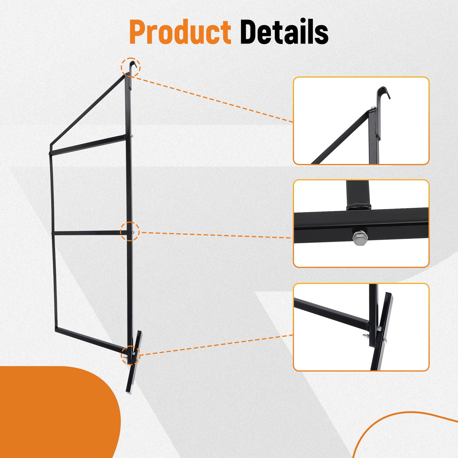 Universal Storage Shelving Brackets Black 4pcs Kit 19.6” (D) x 59.3” (H)