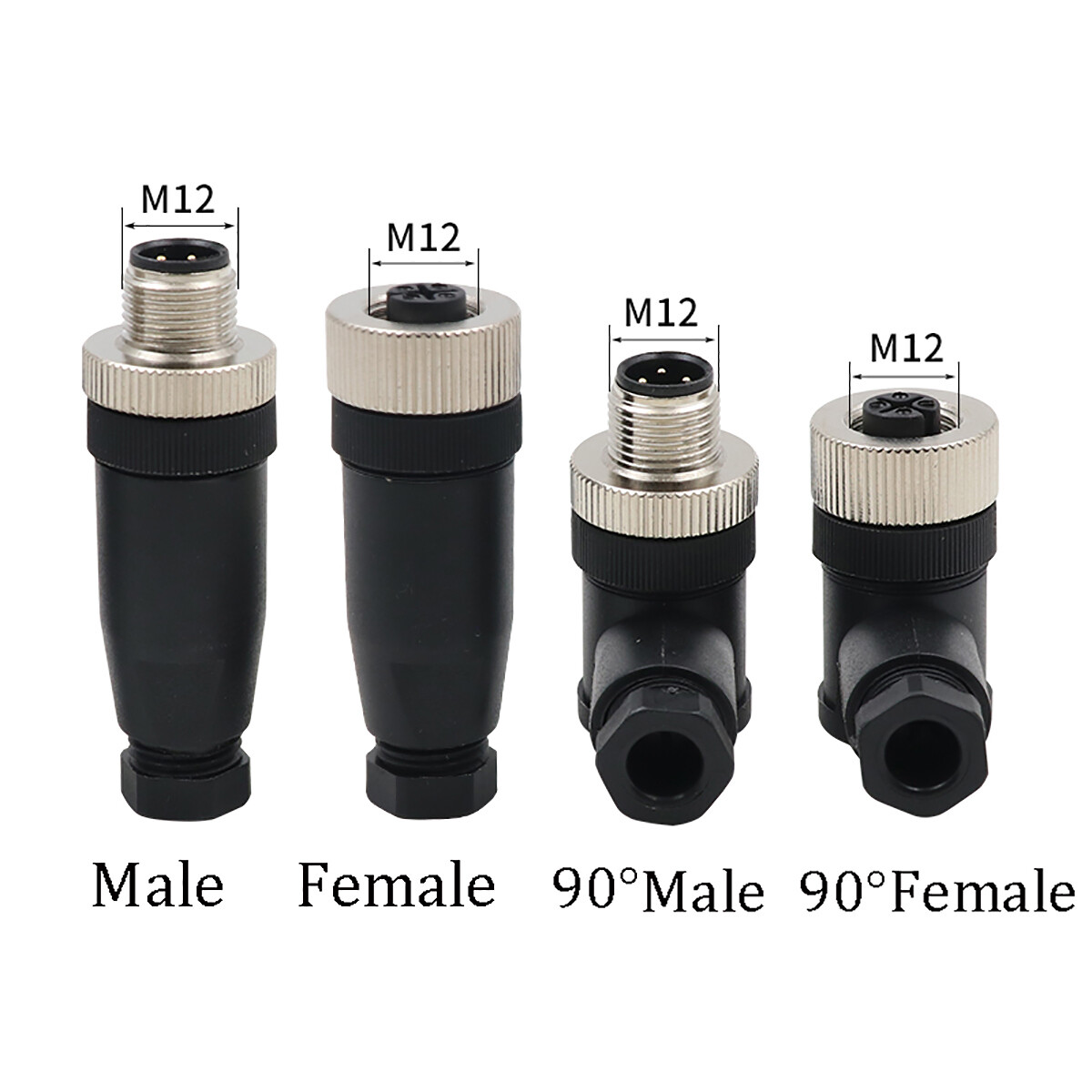 PG7 M12 Sensor Connector 4/5/8/12 Pin Male/Female Straight/Right Angle Plug IP67