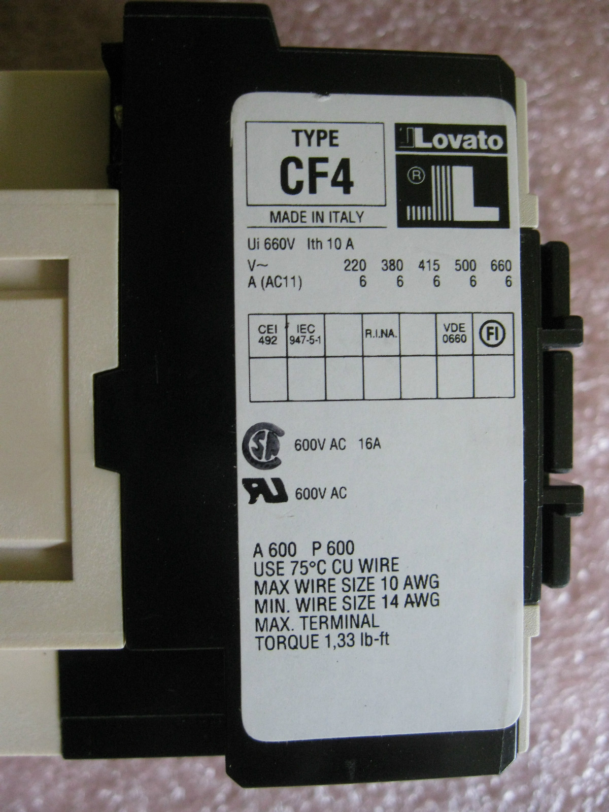 LOVATO CF4.31-230VAC INDUSTRIAL RELAY 100516