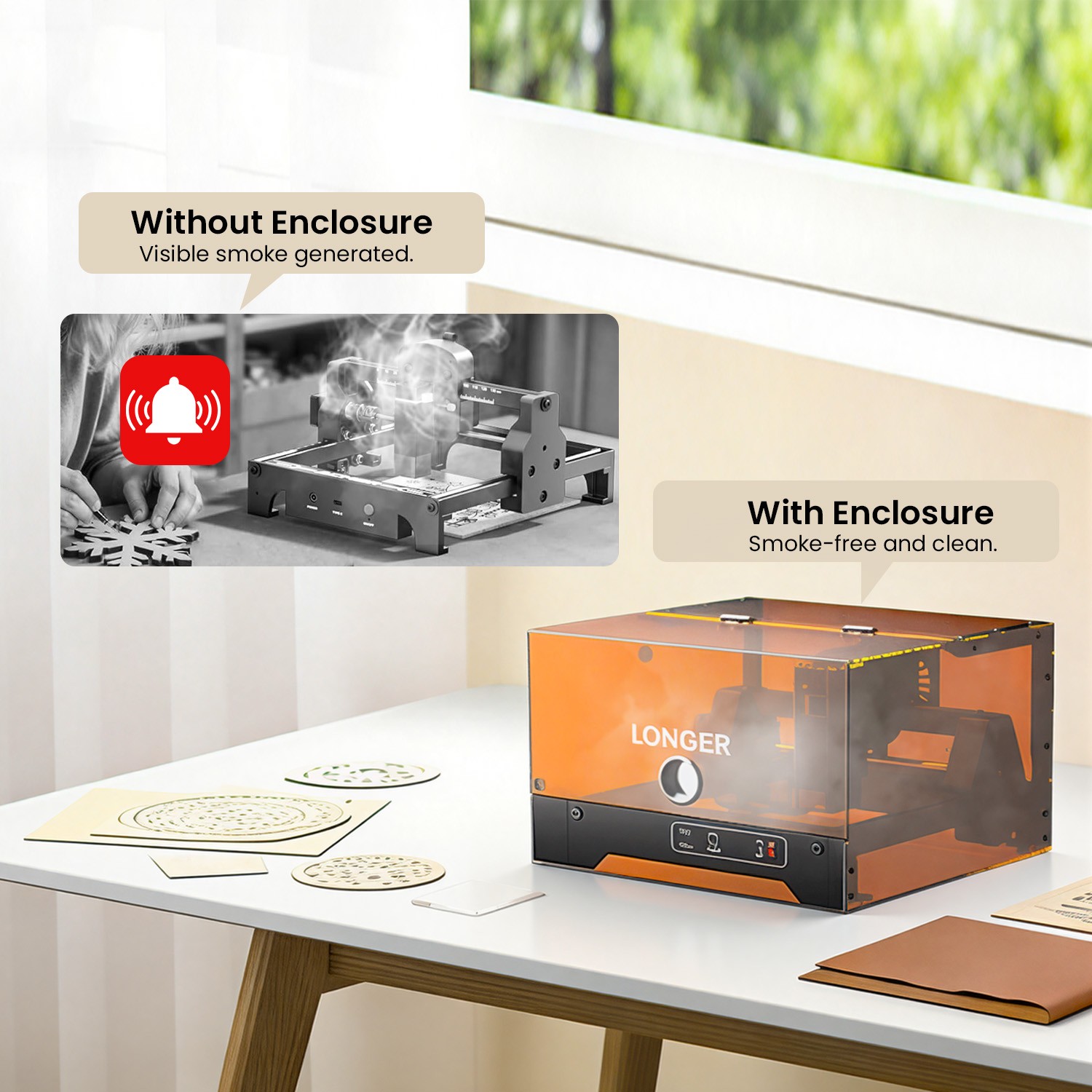LONGER Ray5 miniS 5.5W Laser Engraver, Class 1 Laser, 130×125mm Work Area