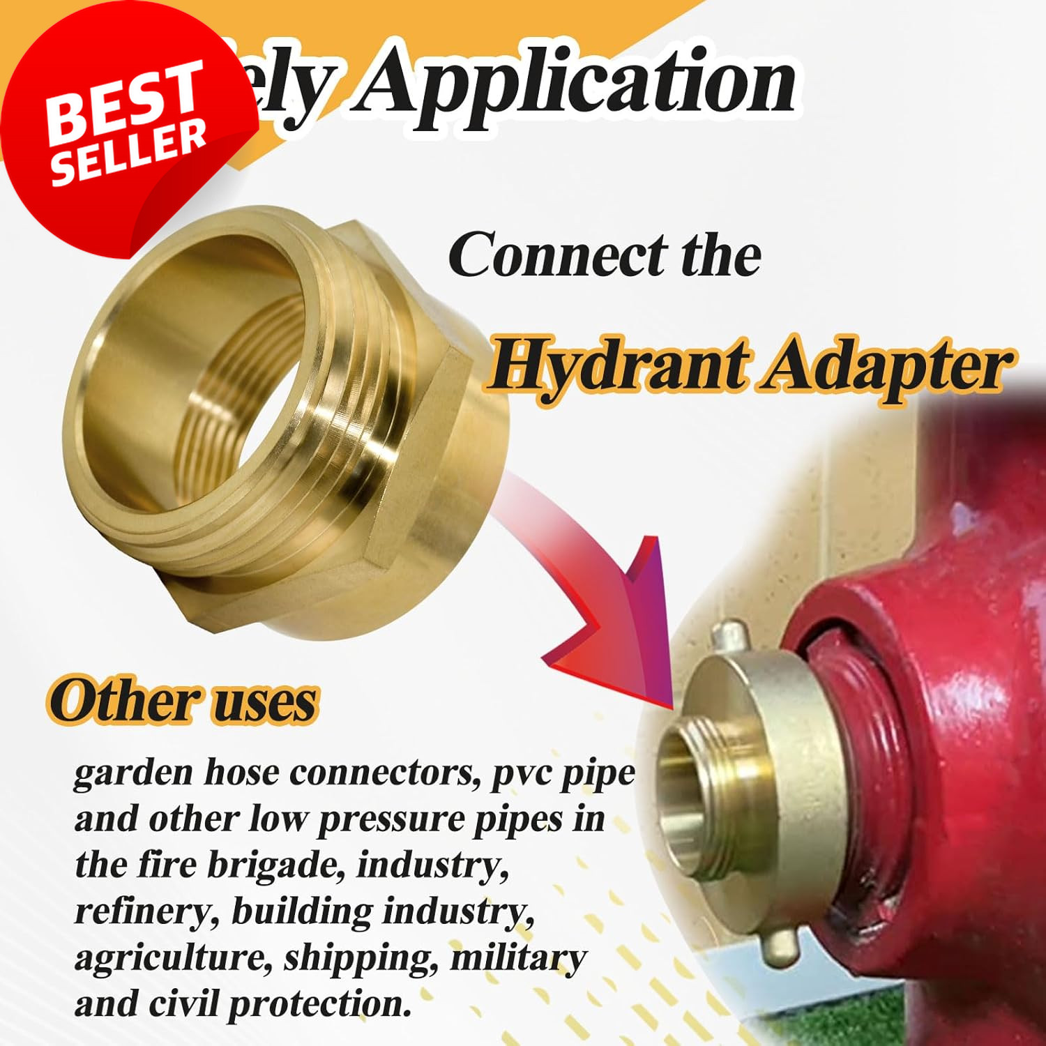 1-1/2″ NPT Female x 1-1/2″ NST Male Brass Hex Fire Hose Adapter Fitting