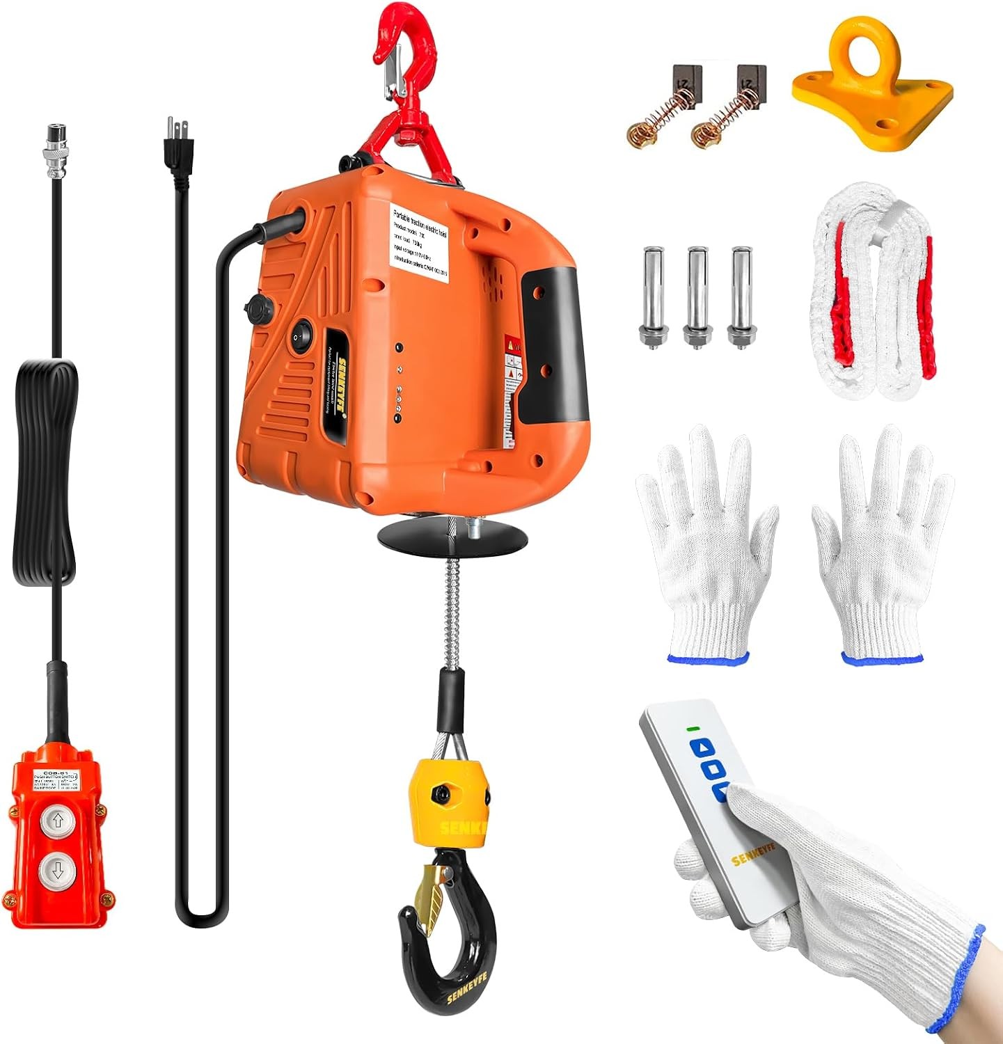 Power Electric Portable Hoist Winch 1500LBS, 3 in 1 Electric Cable Hoist 110V 25